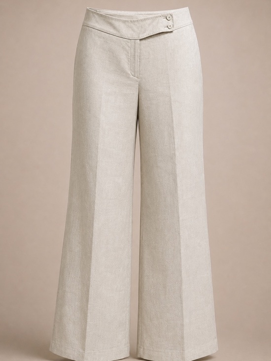Georgiou Pants - Georgiou Studio Linen Blend Wide Leg Pants Khaki Fully Lined NWT 8